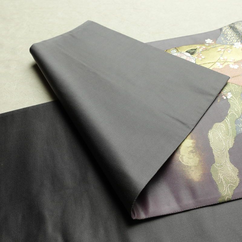 袋帯 六通柄 美品 証紙あり フォーマル用 正絹 花柄 箔 刺繍 金糸 帯 入学式 卒業式 結婚式 紫・藤色_画像10