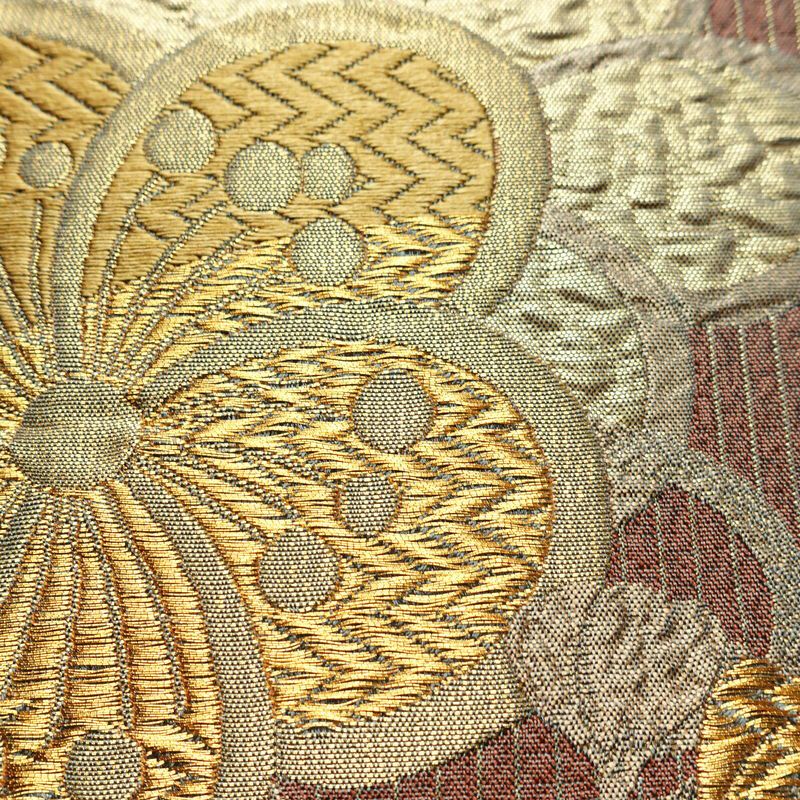 袋帯 六通柄 良品 フォーマル用 正絹 花柄 箔 金糸 帯 入学式 卒業式 結婚式 桜 くすみカラー 多色使い_画像4