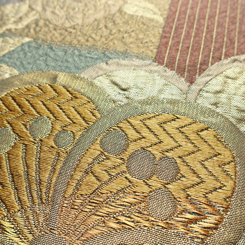 袋帯 六通柄 良品 フォーマル用 正絹 花柄 箔 金糸 帯 入学式 卒業式 結婚式 桜 くすみカラー 多色使い_画像5