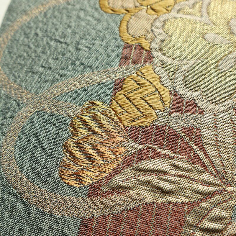 袋帯 六通柄 良品 フォーマル用 正絹 花柄 箔 金糸 帯 入学式 卒業式 結婚式 桜 くすみカラー 多色使い_画像7