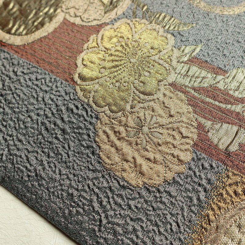 袋帯 六通柄 良品 フォーマル用 正絹 花柄 箔 金糸 帯 入学式 卒業式 結婚式 桜 くすみカラー 多色使い_画像18