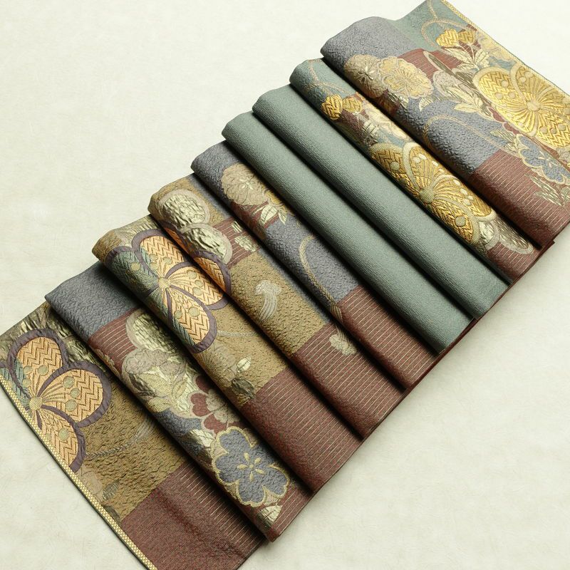 袋帯 六通柄 良品 フォーマル用 正絹 花柄 箔 金糸 帯 入学式 卒業式 結婚式 桜 くすみカラー 多色使い_画像19