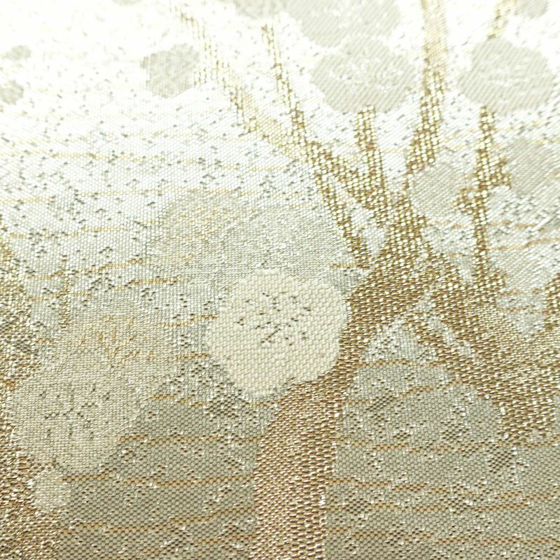 袋帯 六通柄 フォーマル用 正絹 木の葉・植物柄 箔 帯 入学式 卒業式 結婚式 金・銀_画像6