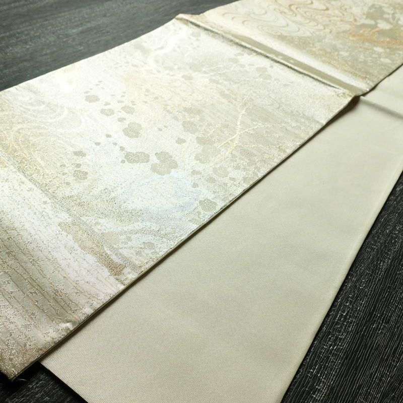 袋帯 六通柄 フォーマル用 正絹 木の葉・植物柄 箔 帯 入学式 卒業式 結婚式 金・銀_画像9