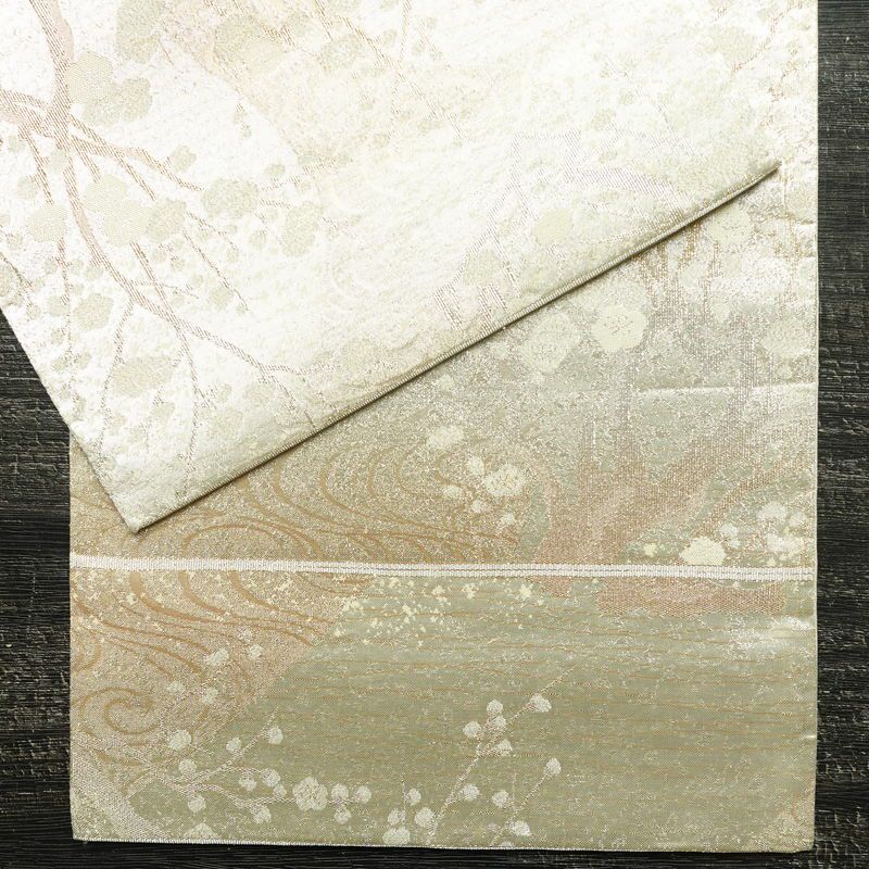 袋帯 六通柄 フォーマル用 正絹 木の葉・植物柄 箔 帯 入学式 卒業式 結婚式 金・銀_画像13