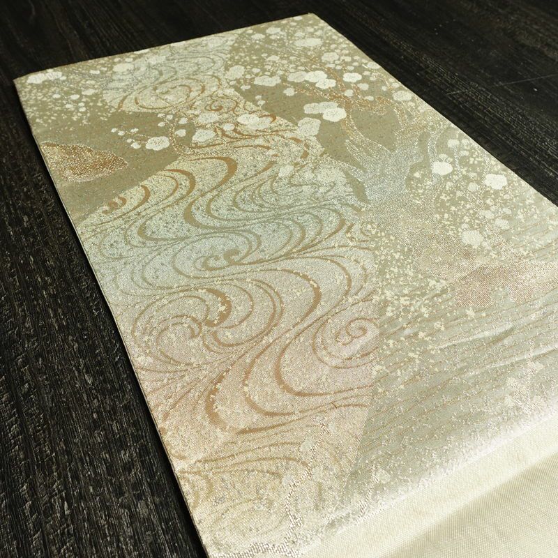 袋帯 六通柄 フォーマル用 正絹 木の葉・植物柄 箔 帯 入学式 卒業式 結婚式 金・銀_画像18