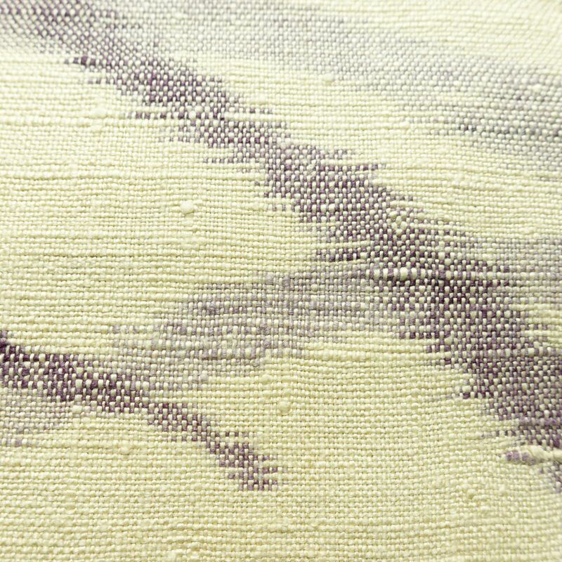 名古屋帯 全通柄 正絹 木の葉・植物柄 松葉仕立て 帯 紬地 芝 クリーム_画像3