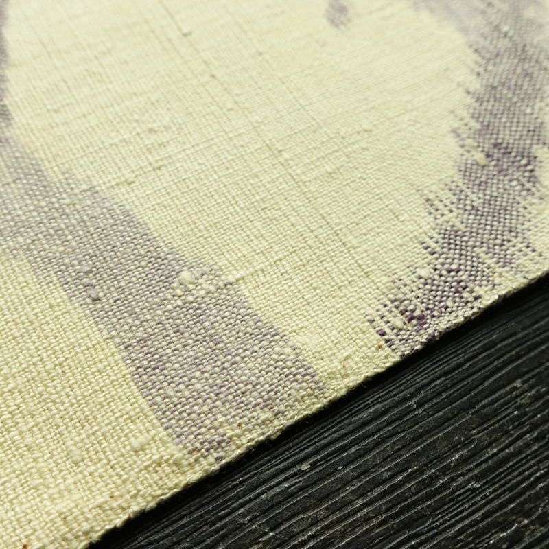 名古屋帯 全通柄 正絹 木の葉・植物柄 松葉仕立て 帯 紬地 芝 クリーム_画像10