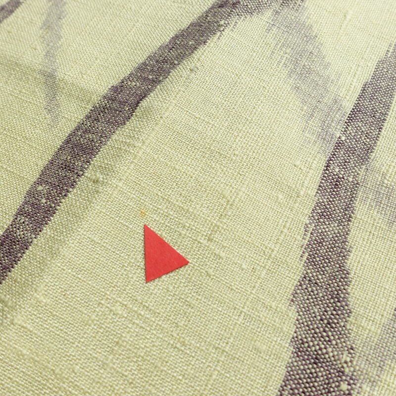 名古屋帯 全通柄 正絹 木の葉・植物柄 松葉仕立て 帯 紬地 芝 クリーム_画像16