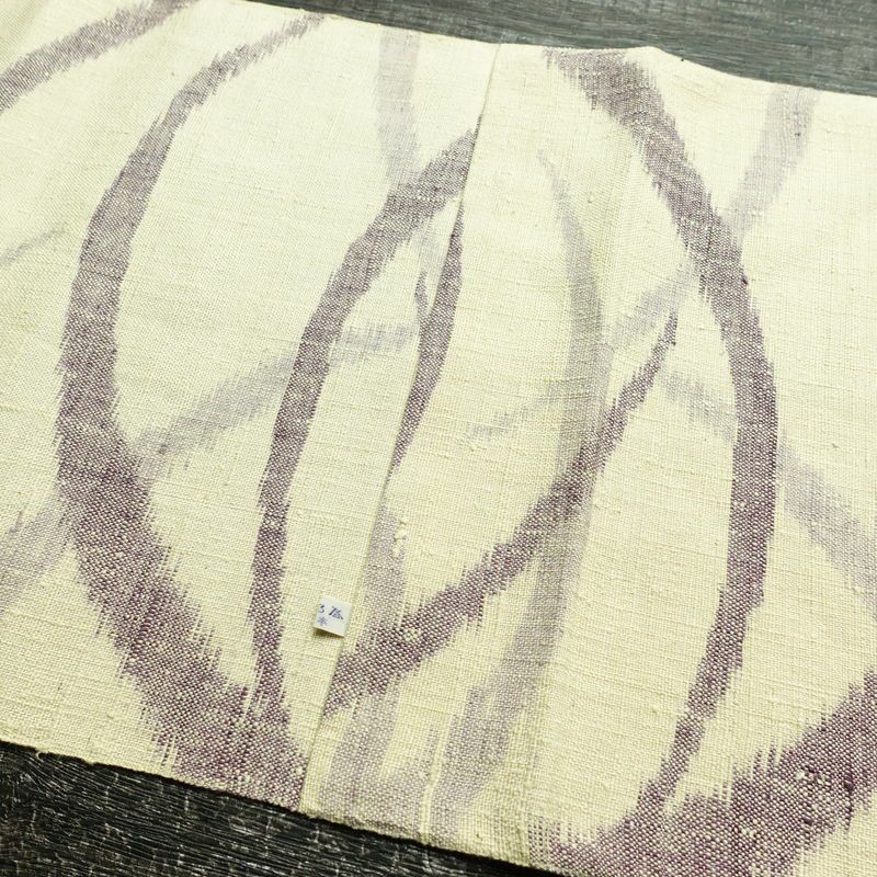 名古屋帯 全通柄 正絹 木の葉・植物柄 松葉仕立て 帯 紬地 芝 クリーム_画像18