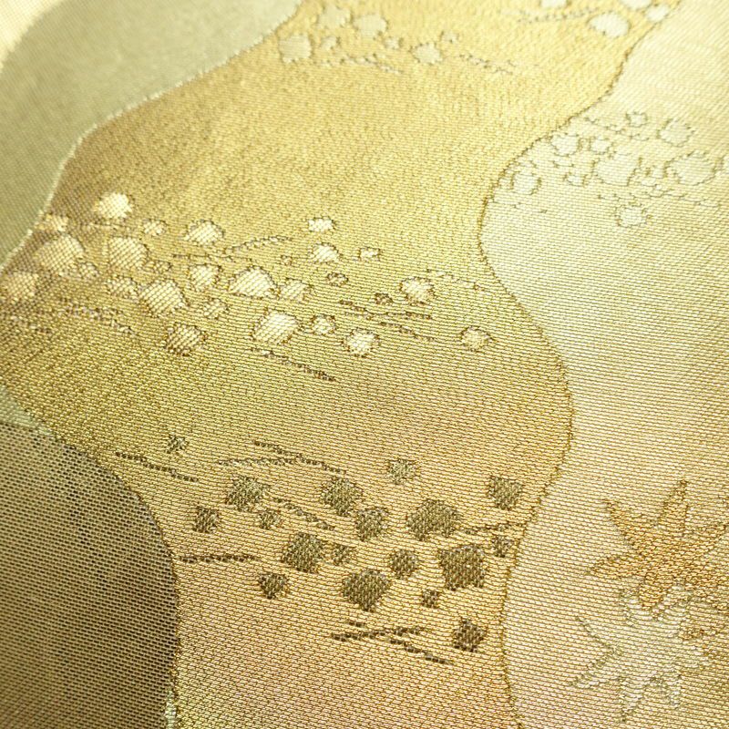 袋帯 六通柄 フォーマル用 正絹 木の葉・植物柄 箔 帯 入学式 卒業式 結婚式 金・銀_画像3