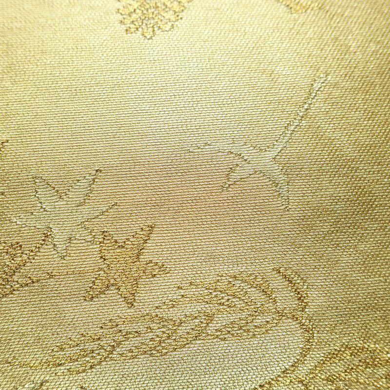 袋帯 六通柄 フォーマル用 正絹 木の葉・植物柄 箔 帯 入学式 卒業式 結婚式 金・銀_画像4