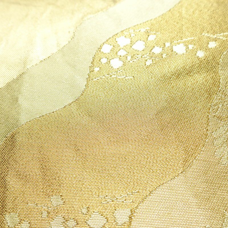 袋帯 六通柄 フォーマル用 正絹 木の葉・植物柄 箔 帯 入学式 卒業式 結婚式 金・銀_画像5