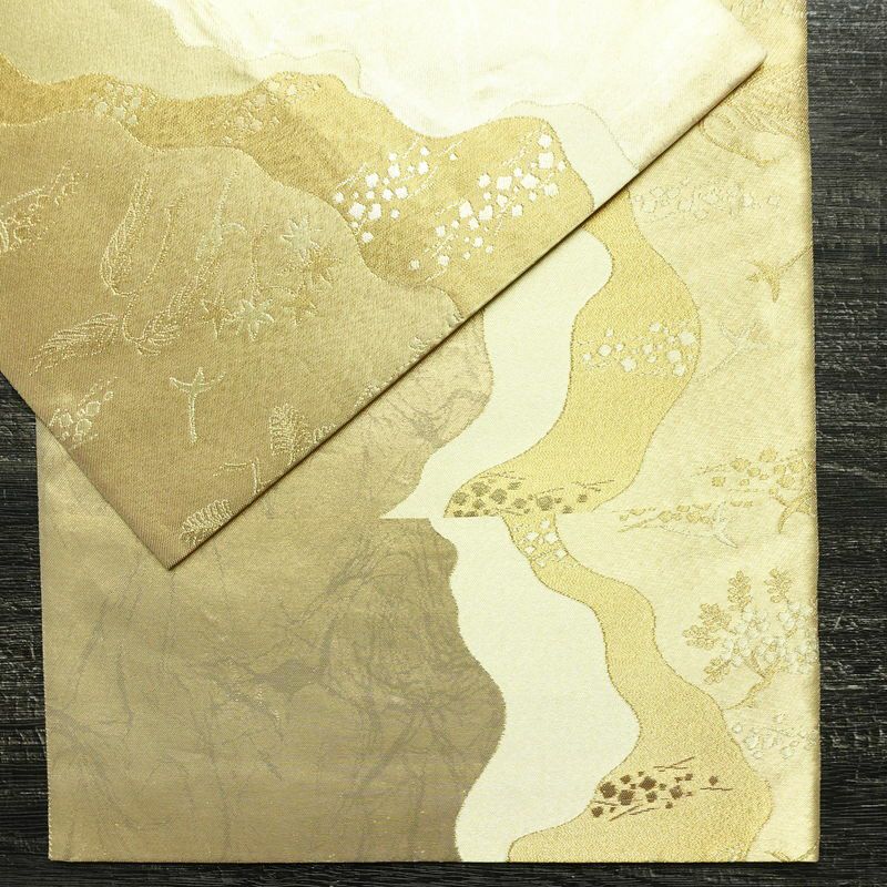 袋帯 六通柄 フォーマル用 正絹 木の葉・植物柄 箔 帯 入学式 卒業式 結婚式 金・銀_画像12
