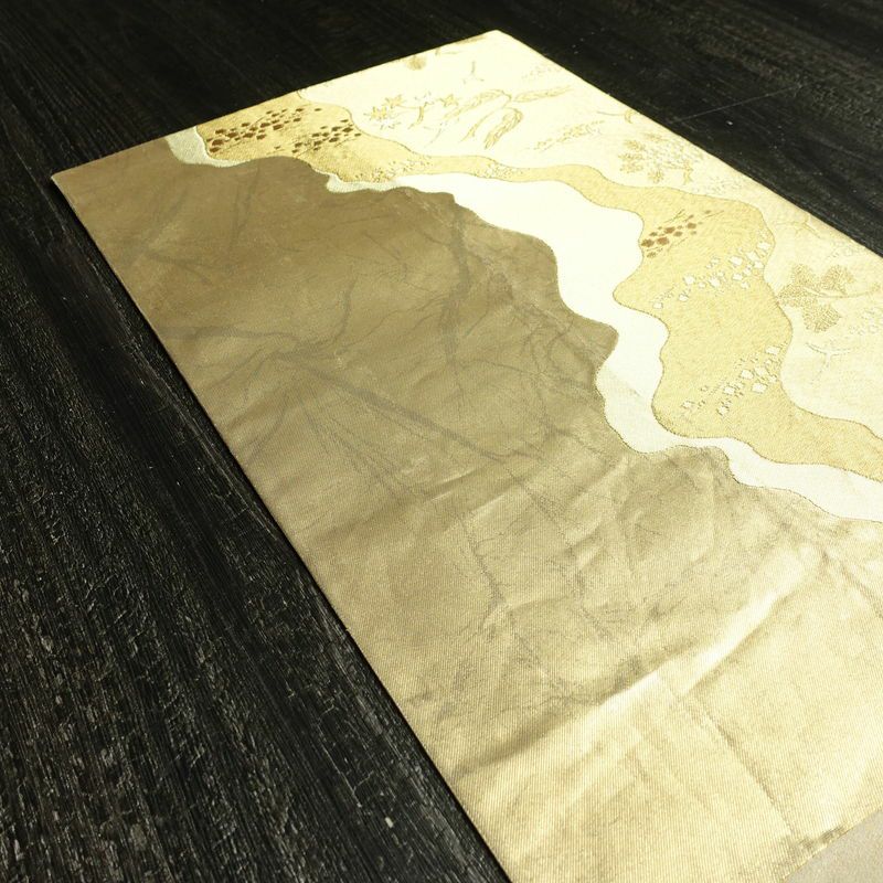 袋帯 六通柄 フォーマル用 正絹 木の葉・植物柄 箔 帯 入学式 卒業式 結婚式 金・銀_画像17