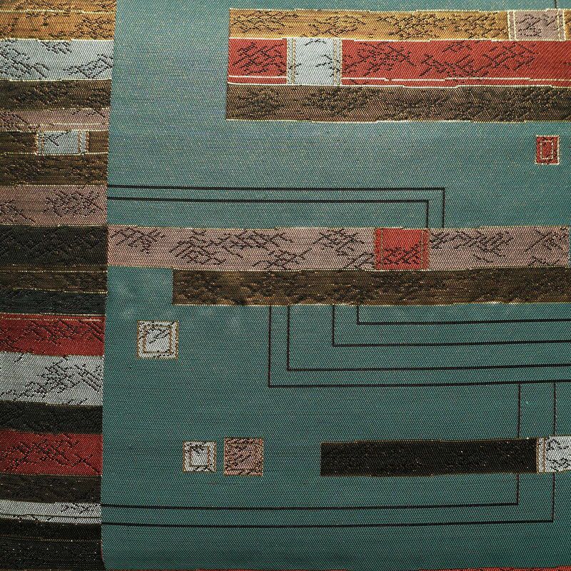 袋帯 六通柄 良品 フォーマル用 正絹 縞柄・線柄 箔 帯 入学式 卒業式 緑・うぐいす色_画像2