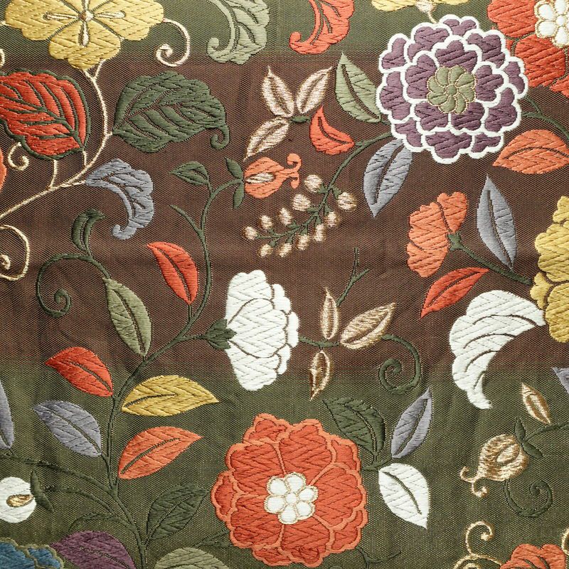 袋帯 紹巴 六通柄 正絹 木の葉・植物柄 金糸 帯 入学式 卒業式 結婚式 多色使い_画像2