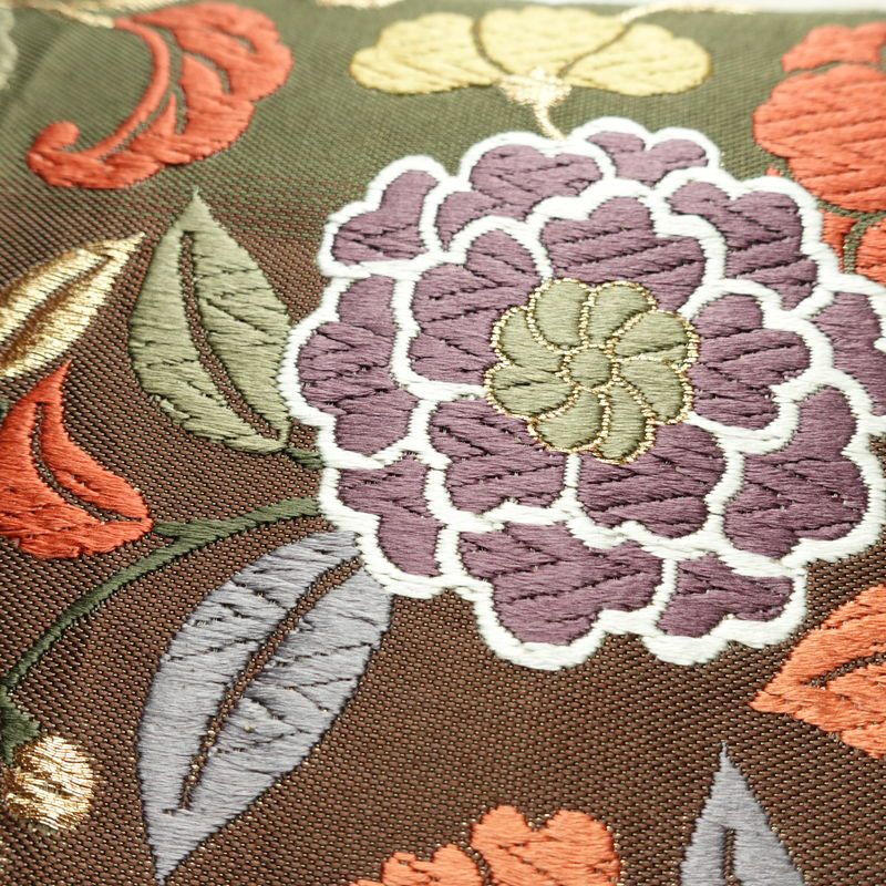 袋帯 紹巴 六通柄 正絹 木の葉・植物柄 金糸 帯 入学式 卒業式 結婚式 多色使い_画像5