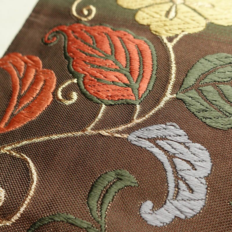 袋帯 紹巴 六通柄 正絹 木の葉・植物柄 金糸 帯 入学式 卒業式 結婚式 多色使い_画像7