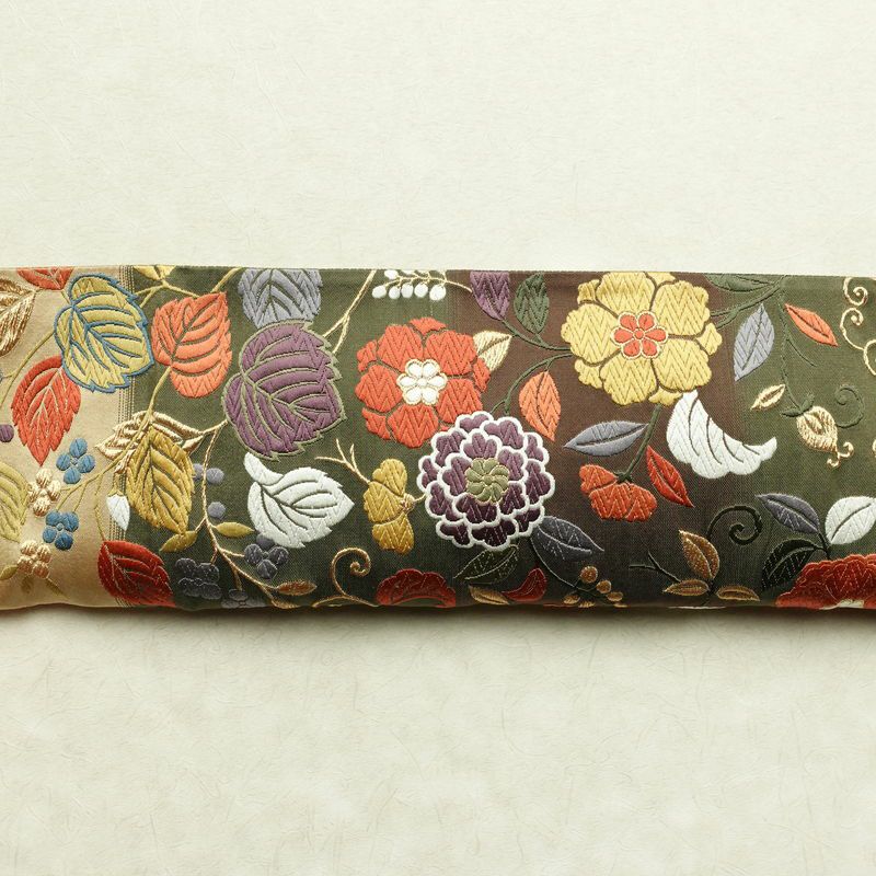 袋帯 紹巴 六通柄 正絹 木の葉・植物柄 金糸 帯 入学式 卒業式 結婚式 多色使い_画像16