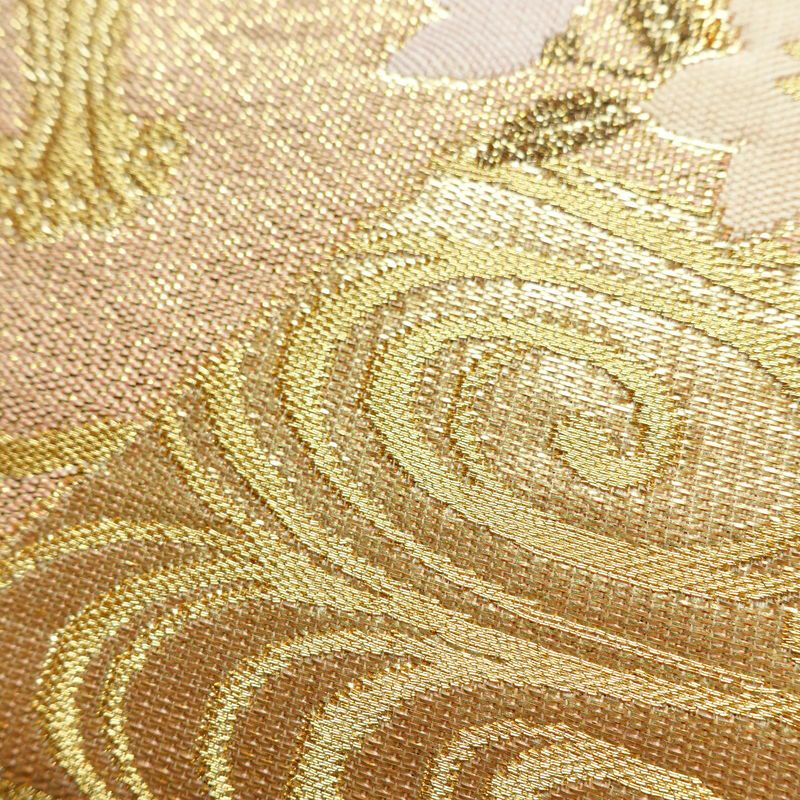 袋帯 プラチナ箔 六通柄 美品 フォーマル用 正絹 花柄 箔 金通し 金糸 帯 入学式 卒業式 結婚式 ピンク_画像9