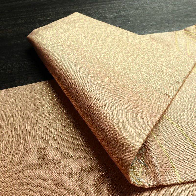袋帯 プラチナ箔 六通柄 美品 フォーマル用 正絹 花柄 箔 金通し 金糸 帯 入学式 卒業式 結婚式 ピンク_画像12
