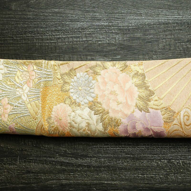 袋帯 プラチナ箔 六通柄 美品 フォーマル用 正絹 花柄 箔 金通し 金糸 帯 入学式 卒業式 結婚式 ピンク_画像16