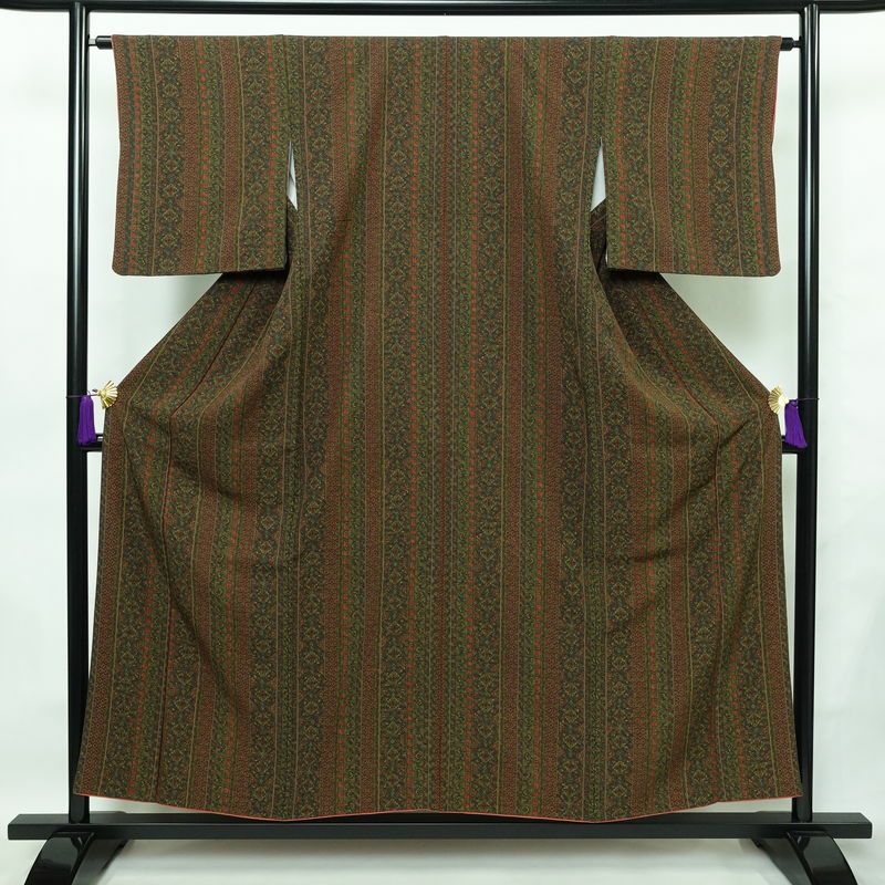 江戸小紋 良品 黒岩秀硯 落款入り 小紋 身丈162.5cm 裄丈63.5cm 縮緬