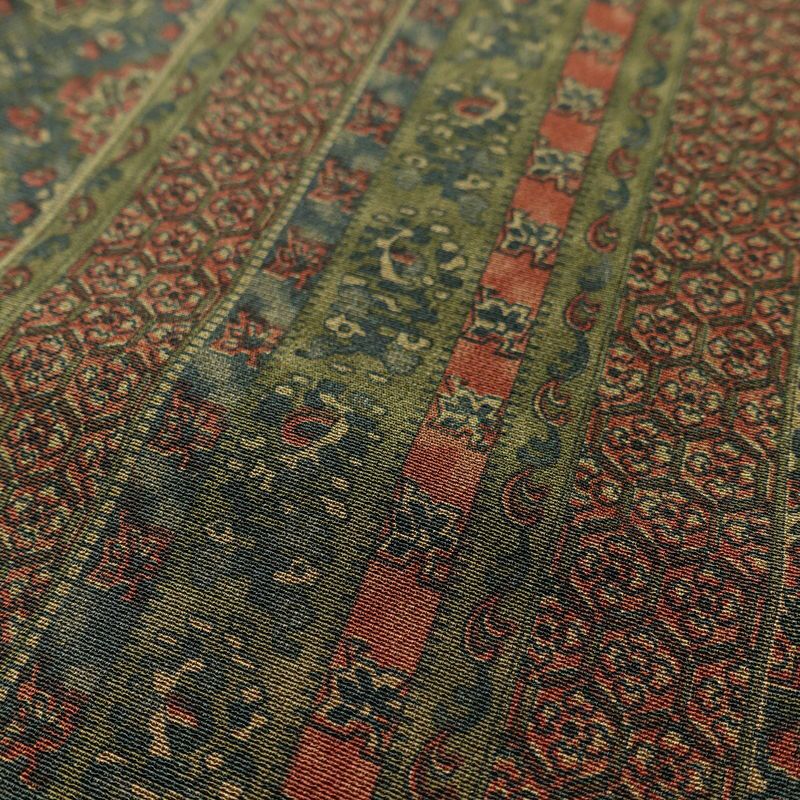 小紋 良品 縮緬 総柄 正絹 縞柄・線柄 袷仕立て 身丈154cm 裄丈64cm 着物 緑・うぐいす色_画像8