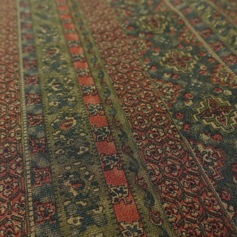 小紋 良品 縮緬 総柄 正絹 縞柄・線柄 袷仕立て 身丈154cm 裄丈64cm 着物 緑・うぐいす色_画像9