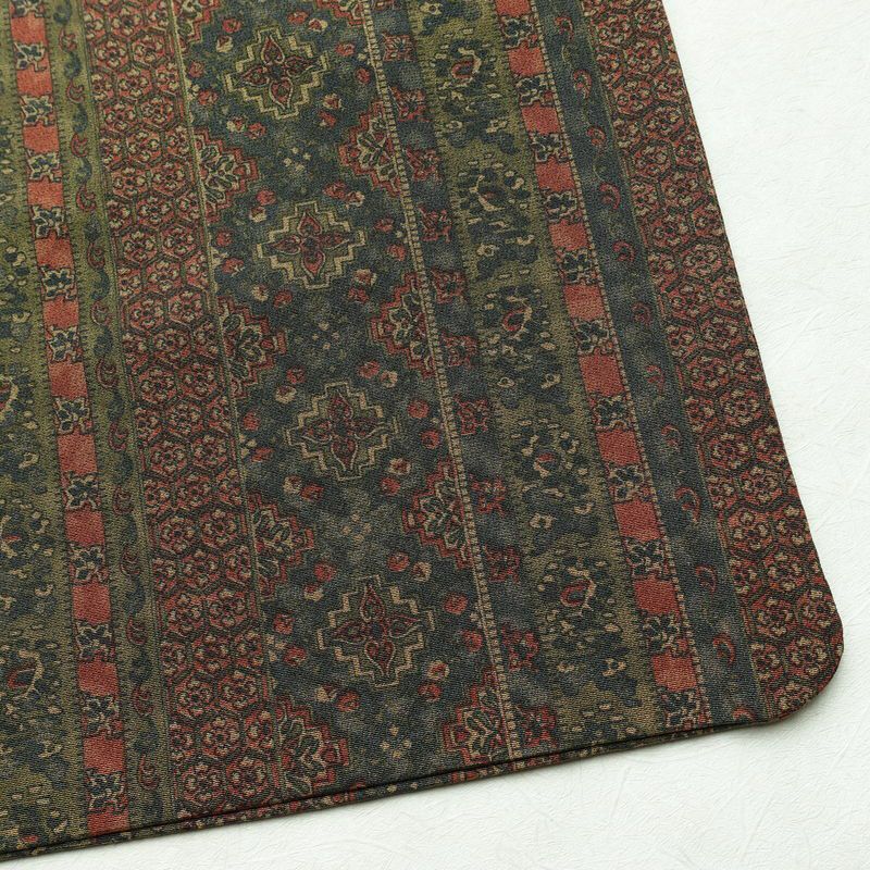 小紋 良品 縮緬 総柄 正絹 縞柄・線柄 袷仕立て 身丈154cm 裄丈64cm 着物 緑・うぐいす色_画像16