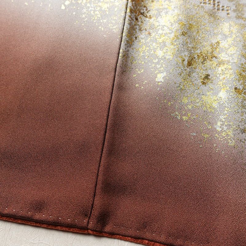 付け下げ 金駒刺繍 正絹 花柄 袷仕立て 身丈165cm 裄丈69cm 箔 刺繍 金彩 フォーマル 着物 入学式 卒業式 結婚式 くすみ朱色 赤・朱_画像11