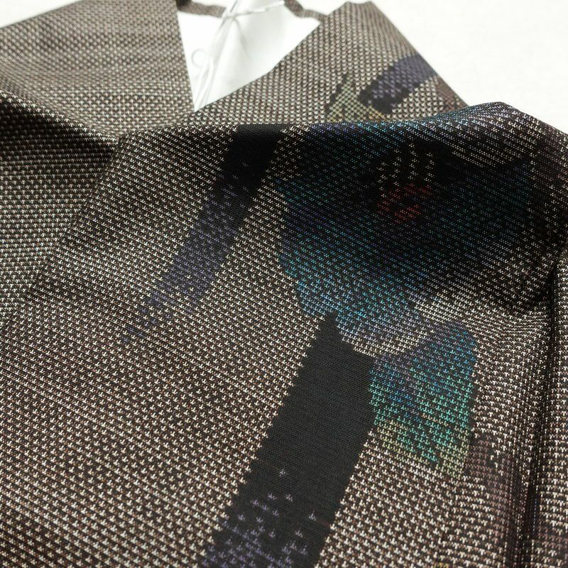 本場大島紬 大島紬 美品 古代染色純泥染 伝統的工芸品 証紙あり しつけ糸付き 正絹 花柄 袷仕立て 身丈152cm 裄丈65cm 着物 茶_画像16