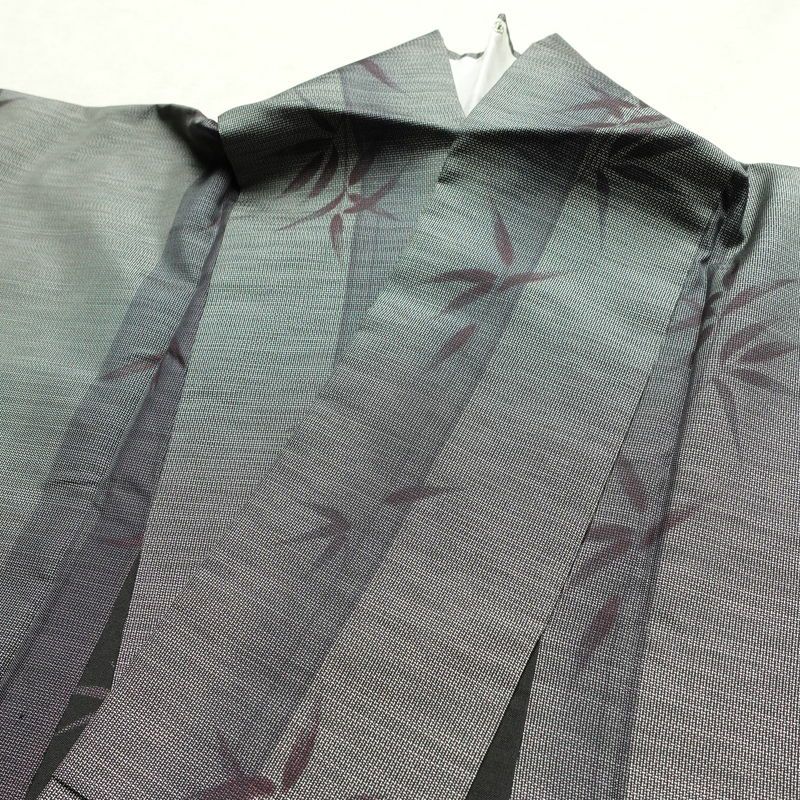 本場大島紬 伝統工芸品 単衣 美品 証紙あり 正絹 木の葉・植物柄 単衣仕立て 身丈159.5cm 裄丈65cm さが美 着物 紫・藤色_画像16