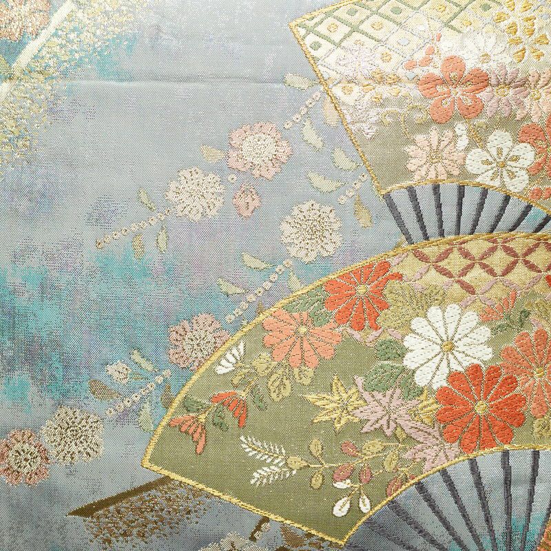 袋帯 六通柄 良品 フォーマル用 正絹 古典柄 箔 帯 入学式 卒業式 結婚式 振袖 二十歳 青・紺_画像2