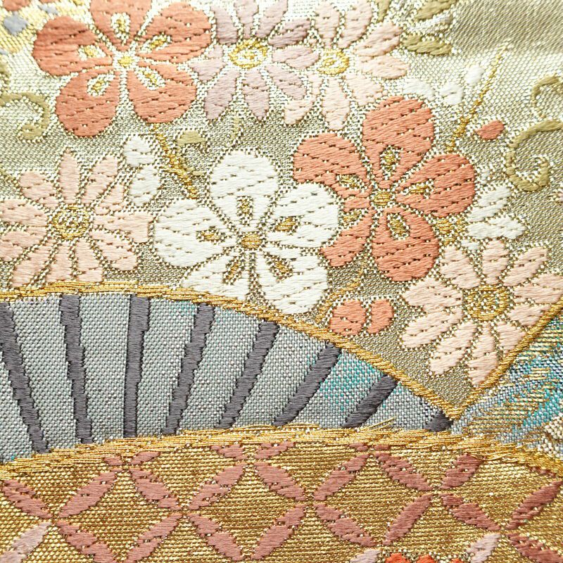 袋帯 六通柄 良品 フォーマル用 正絹 古典柄 箔 帯 入学式 卒業式 結婚式 振袖 二十歳 青・紺_画像4