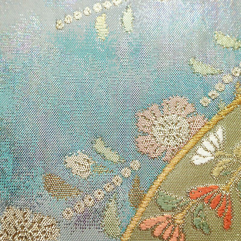 袋帯 六通柄 良品 フォーマル用 正絹 古典柄 箔 帯 入学式 卒業式 結婚式 振袖 二十歳 青・紺_画像6