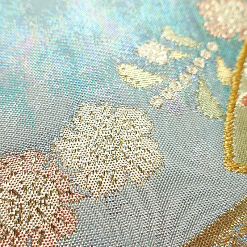 袋帯 六通柄 良品 フォーマル用 正絹 古典柄 箔 帯 入学式 卒業式 結婚式 振袖 二十歳 青・紺_画像7