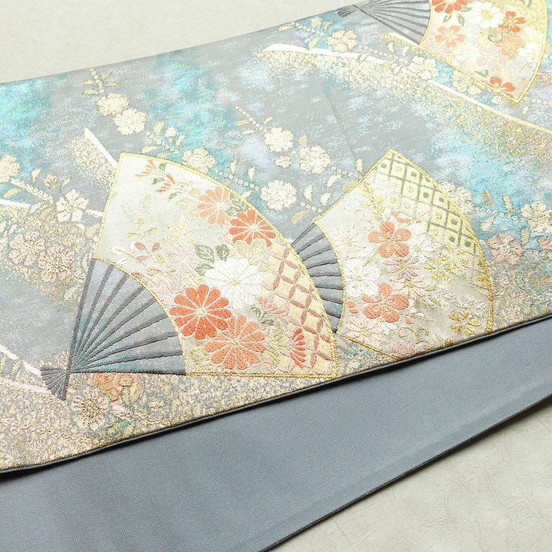 袋帯 六通柄 良品 フォーマル用 正絹 古典柄 箔 帯 入学式 卒業式 結婚式 振袖 二十歳 青・紺_画像12