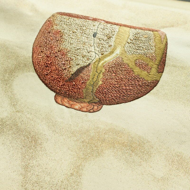 袋帯 太鼓柄 フォーマル用 正絹 その他の柄 箔 刺繍 帯 器 お茶会 クリーム_画像3