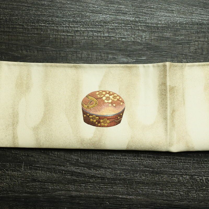 袋帯 太鼓柄 フォーマル用 正絹 その他の柄 箔 刺繍 帯 器 お茶会 クリーム_画像15