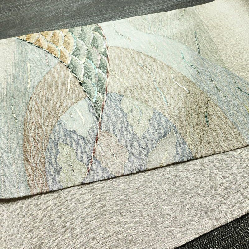 袋帯 すくい織 太鼓柄 良品 夏用 フォーマル用 正絹 幾何学柄・抽象柄 帯 金・銀_画像11