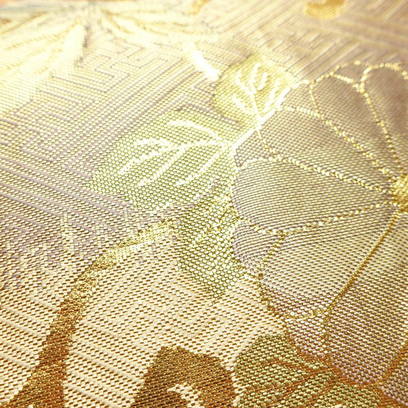 袋帯 六通柄 フォーマル用 正絹 花柄 箔 帯 入学式 卒業式 結婚式 金・銀_画像5