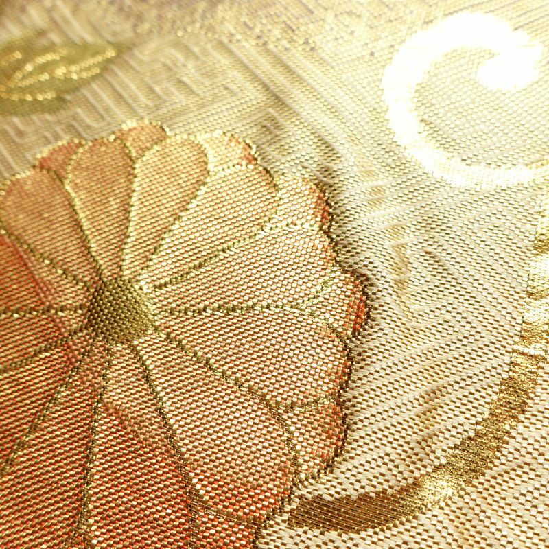 袋帯 六通柄 フォーマル用 正絹 花柄 箔 帯 入学式 卒業式 結婚式 金・銀_画像6