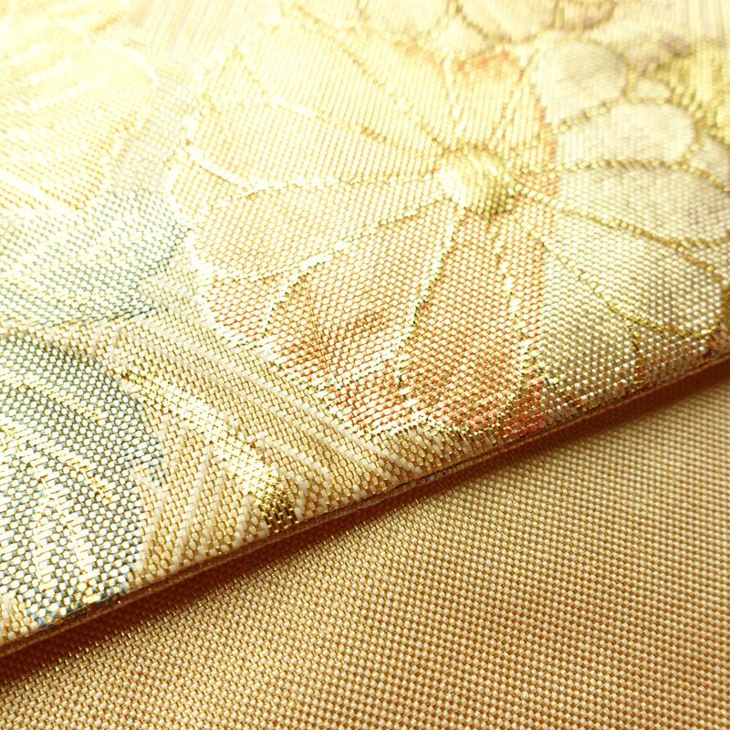 袋帯 六通柄 フォーマル用 正絹 花柄 箔 帯 入学式 卒業式 結婚式 金・銀_画像12