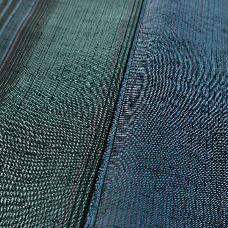 紬 正絹 縞柄・線柄 袷仕立て 身丈166cm 裄丈67cm 着物 モダン 青・紺_画像9