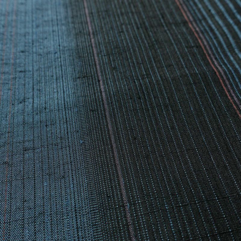 紬 正絹 縞柄・線柄 袷仕立て 身丈166cm 裄丈67cm 着物 モダン 青・紺_画像10