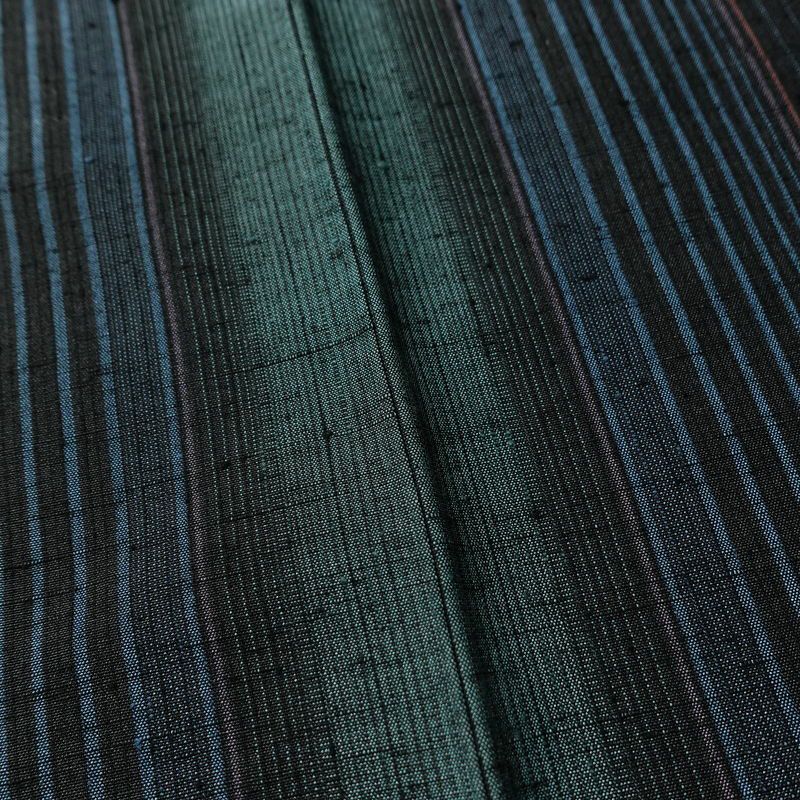 紬 正絹 縞柄・線柄 袷仕立て 身丈166cm 裄丈67cm 着物 モダン 青・紺_画像11