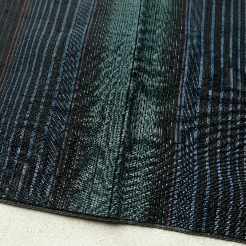 紬 正絹 縞柄・線柄 袷仕立て 身丈166cm 裄丈67cm 着物 モダン 青・紺_画像12