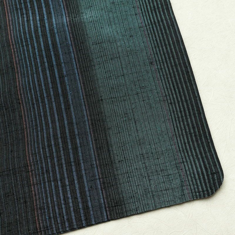 紬 正絹 縞柄・線柄 袷仕立て 身丈166cm 裄丈67cm 着物 モダン 青・紺_画像15